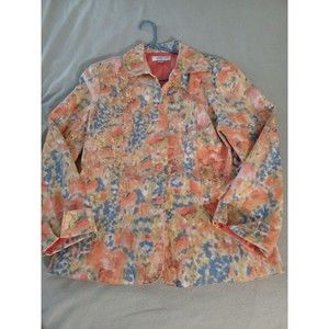 Coldwater Creek Women's Jacket Size 10 Button Front Long Sleeve Floral Blazer